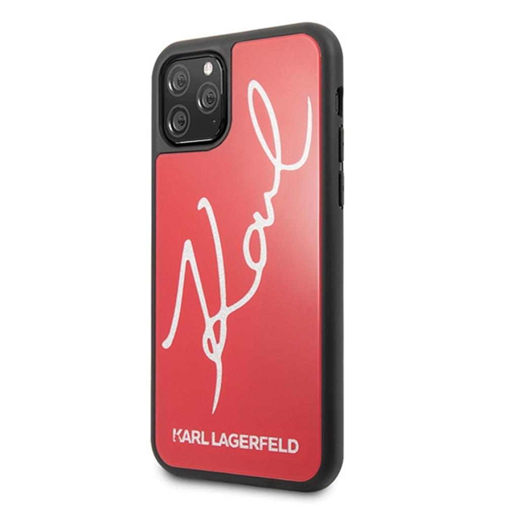 Karl Lagerfeld maska za iPhone 11 Pro KLHCN58DLKSRE crvena hard case Signature Glitter