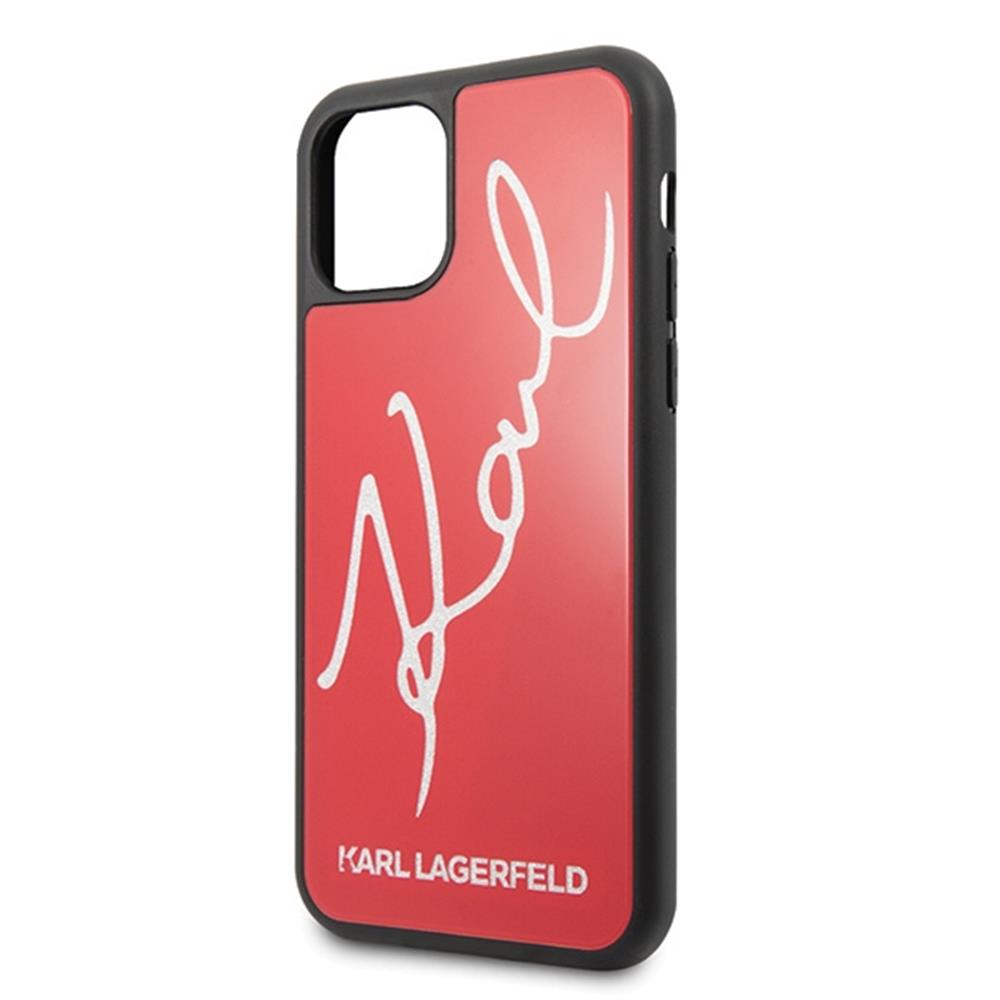 Karl Lagerfeld maska za iPhone 11 Pro Max KLHCN65DLKSRE crvena hard case Signature Glitter