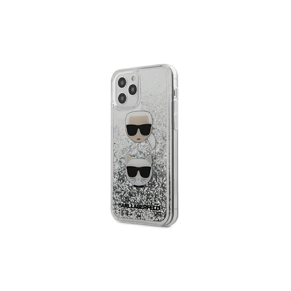 Karl Lagerfeld maska za iPhone 12 / 12 Pro 6,1" KLHCP12MKCGLSL srebrna hard case Liquid Glitter Karl & Choupette