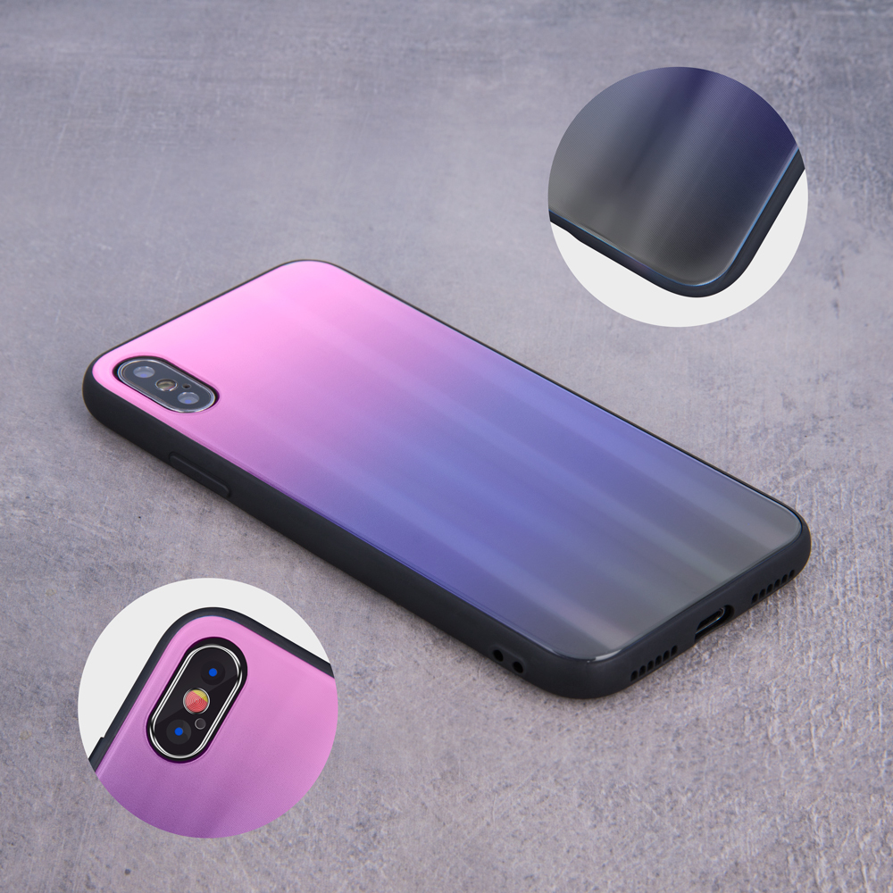 Aurora Glass maska za iPhone 13 6,1" roza-crna