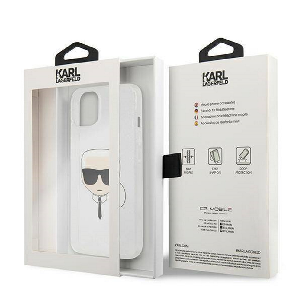 Karl Lagerfeld for iPhone 13 6,1'' KLHCP13MKHTUGLS srebrna hard case Glitter Karl`s Head