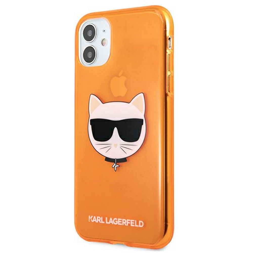 Karl Lagerfeld for iPhone 13 6,1'' KLHCP13MCHTRO orange hard case Glitter Choupette Fluo