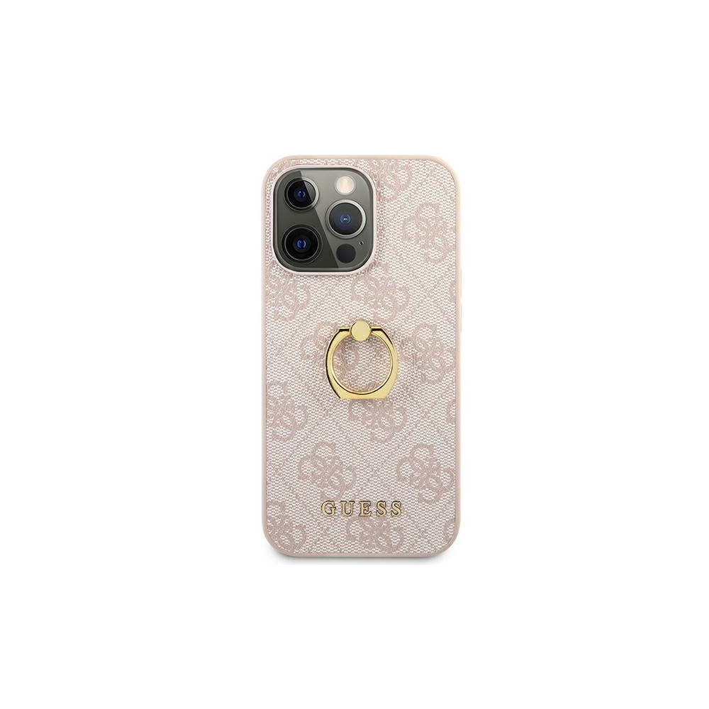 Guess maska za iPhone 13 Pro / 13 6,1" GUHCP13L4GMRPI roza hard case 4G with ring stand