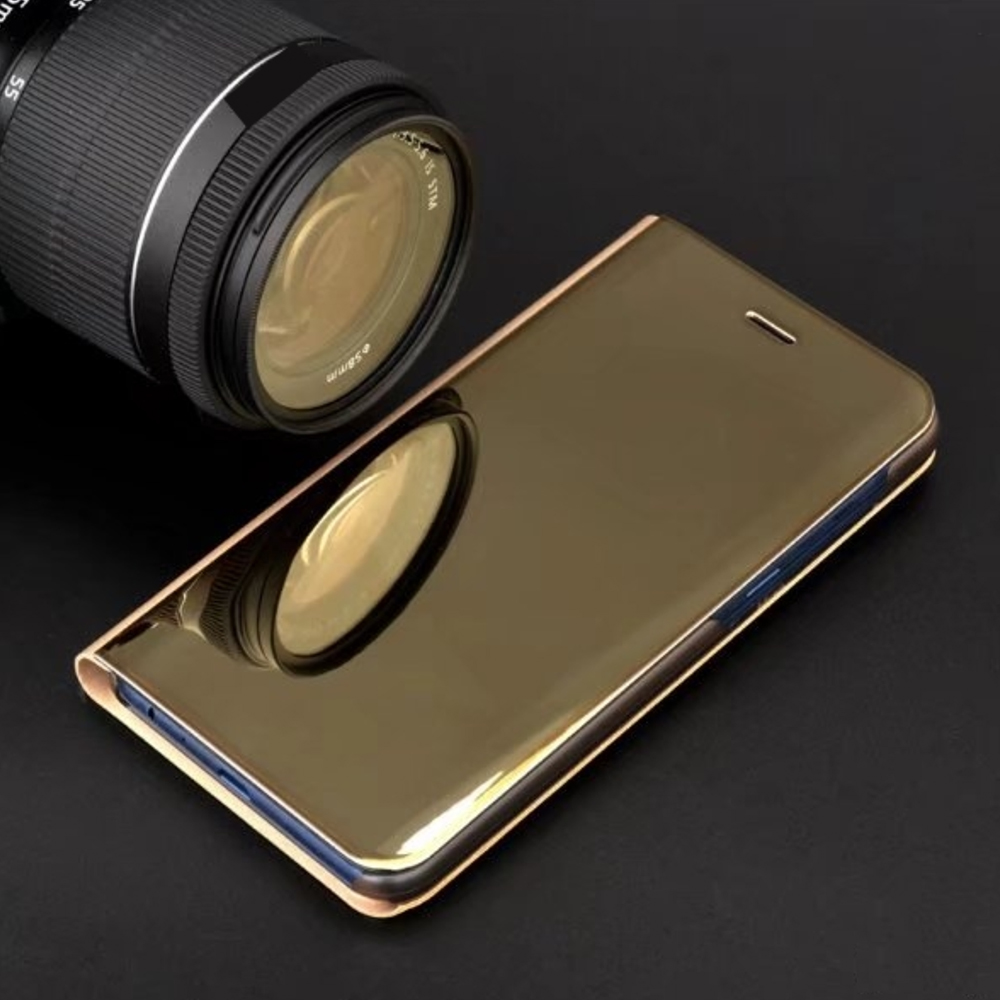 Smart Clear View maska za Samsung Galaxy S22 zlatna
