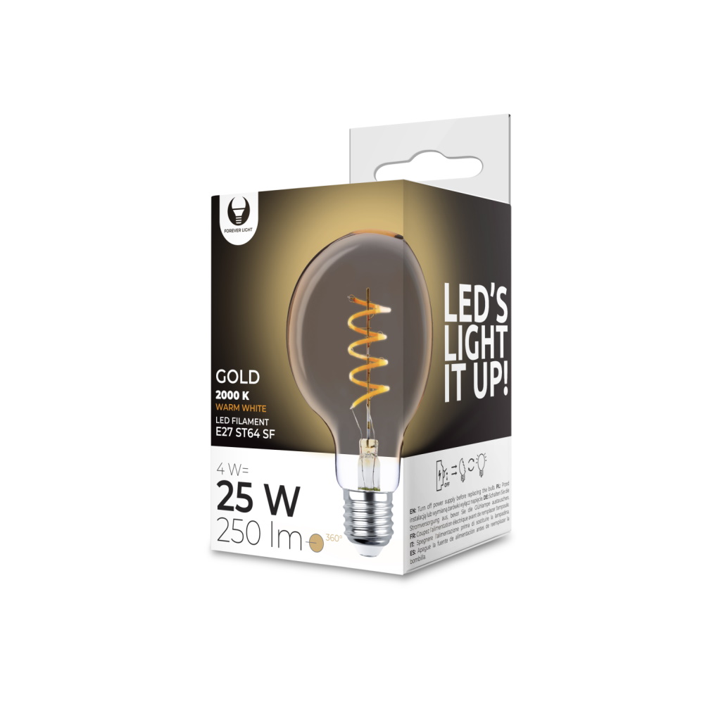 LED Žarulja Filament E27 G95 4W 230V 2000K 250lm SF zlatna Forever Light