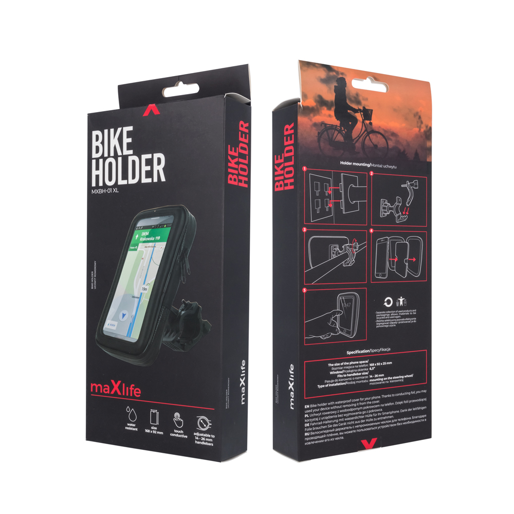 Maxlife držač za pametni telefon za bicikl MXBH-01 XL crna