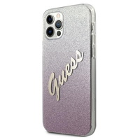 Guess maska za iPhone 12 Pro Max 6,7" GUHCP12LPCUGLSPI roza hard case Glitter Gradient Script