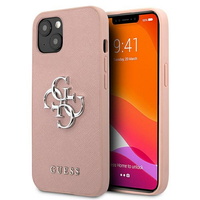 Guess maska za iPhone 13 Mini 5,4" GUHCP13SSA4GSPI roza hard case Saffiano 4G Metal Logo Guess maska za iPhone 13 Mini 5,4" GUHCP13SSA4GSPI roza hard case Saffiano 4G Metal Logo