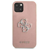 Guess maska za iPhone 13 Mini 5,4" GUHCP13SSA4GSPI roza hard case Saffiano 4G Metal Logo
